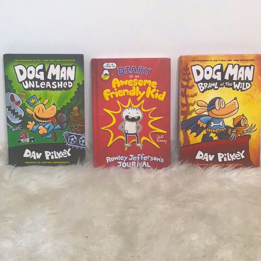 Bundle of 3 Dog Man and Diary of a Wimpy Kid Books